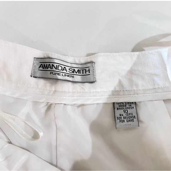 Vintage Amanda Smith Pure Linen white high rise pants size:10 - Picture 10 of 15